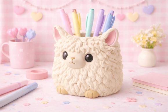 Cute Alpaca Pen Holder – Desk Decor STL: A Playful Addition to Productive Workspaces