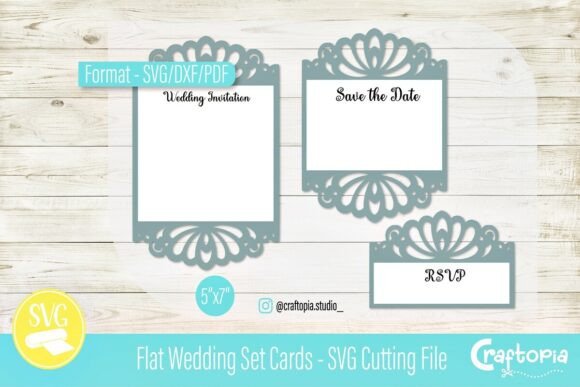 Flat Wedding Set Cards – SVG Cut File for Elegant DIY Stationery