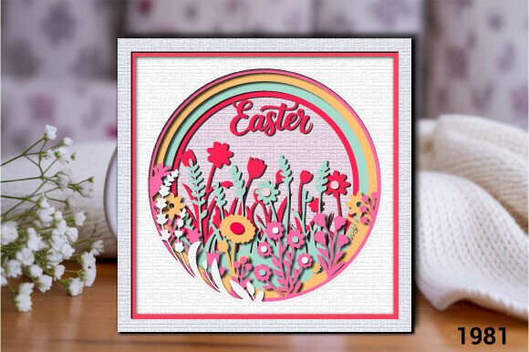 Happy Easter SVG Shadowbox Layered 1981: A Creative Papercraft Design for Spring Crafting