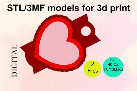 Heart Topper for 40 oz Tumbler STL 3MF Files