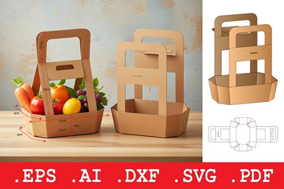 Kraft Cardboard Fruit Basket Template