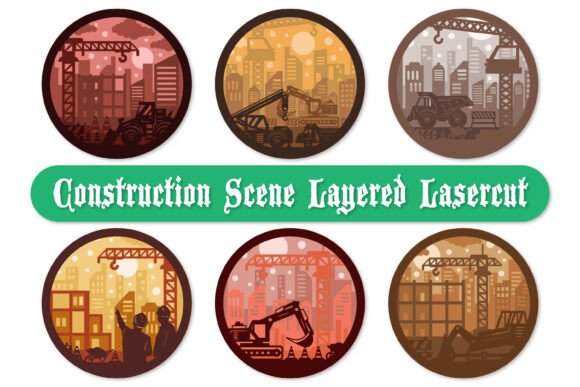 Layered Construction Scene Bundle: Creative 3D Papercut and Lasercut Designs for Unique Art Projects