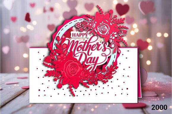 Mother’s Day Floral Wreath Card SVG 2000