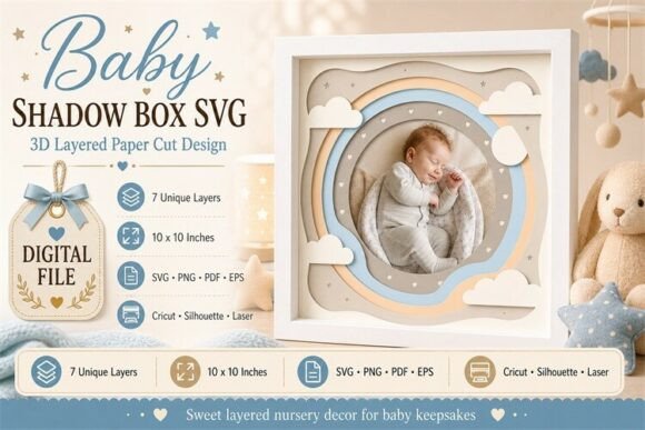 Pastel Rainbow Baby Shadow Box: A Unique 3D Papercut Keepsake