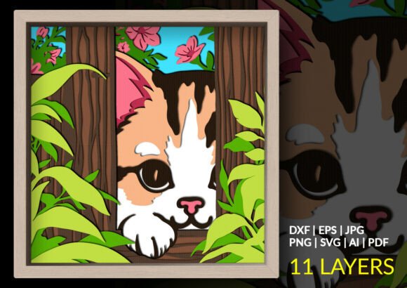 Peeking Cat Garden Shadow Box SVG: A Unique Blend of Craft and Charm