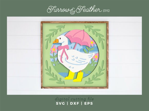 Rainy Day Goose Shadowbox - Spring SVG