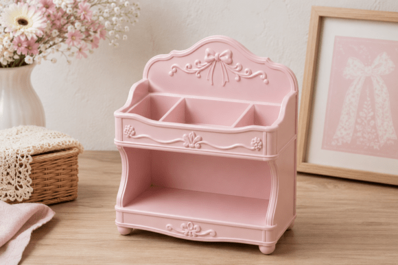 Vintage Vanity Shelf Desk Organizer STL: Blend Charm with Functionality